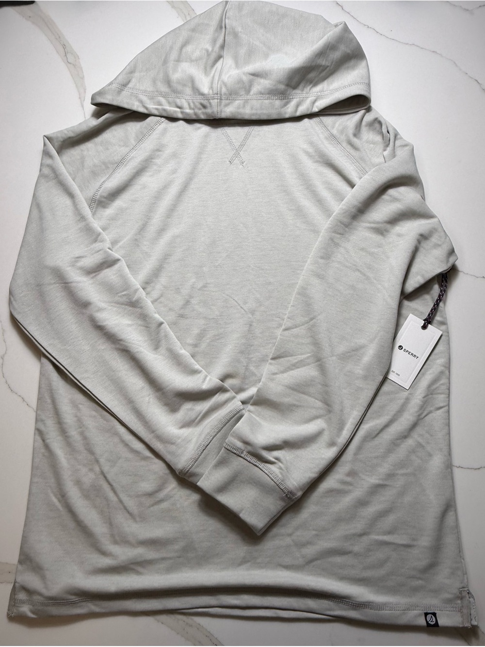 Sperry Light Gray Men's Hooded Performance Long-Sleeve Shirt